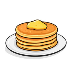 Very Simple flat 2D icon pancake in plate isolated on a white background, vector, flat design, animation design, simple flat 2D icon, minimalist design, clipart	