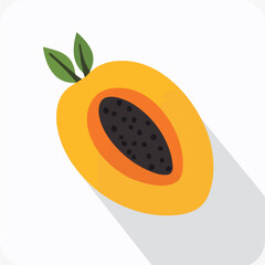 Very Simple flat 2D icon sliced papaya isolated on a white background, vector, flat design, animation design, simple flat 2D icon, minimalist design, clipart	