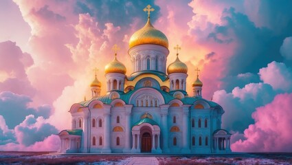 Obraz premium Orthodox Patriarchal Church of Saint George created using generative AI technologies.