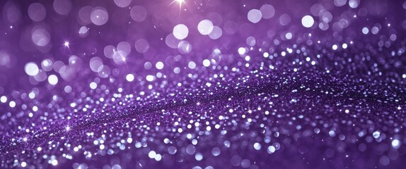 Abstract bokeh background with purple glitter texture.
