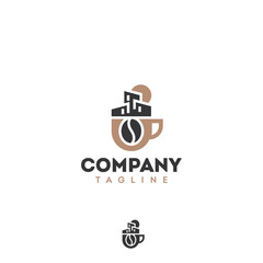 Coffee city cafe cup grain home restaurant vector logo