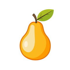 Very Simple flat 2D icon orange pear isolated on a white background, vector, flat design, animation design, simple flat 2D icon, minimalist design, clipart	