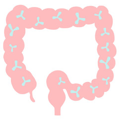 ビフィズス菌がいっぱいの大腸のイラスト
