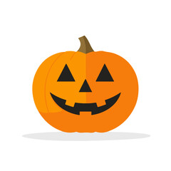 Very Simple flat 2D icon pumpkin for Halloween isolated on a white background, vector, flat design, animation design, simple flat 2D icon, minimalist design, clipart	