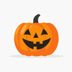 Very Simple flat 2D icon pumpkin for Halloween isolated on a white background, vector, flat design, animation design, simple flat 2D icon, minimalist design, clipart	