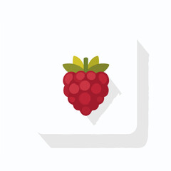 Very Simple flat 2D icon red raspberry isolated on a white background, vector, flat design, animation design, simple flat 2D icon, minimalist design, clipart	