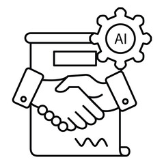 Legal Contract Ai Automation Agreement Vector Icon Design with Editable Stroke