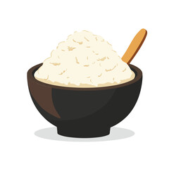 Very Simple flat 2D icon rice pudding isolated on a white background, vector, flat design, animation design, simple flat 2D icon, minimalist design, clipart