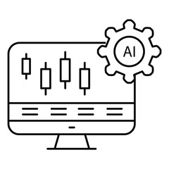 Stock Market Ai Automation Trading Vector Icon Design with Editable Stroke