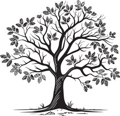 Obraz premium oak tree silhouette vector illustration