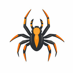 Very Simple flat 2D icon yellow black  spider isolated on a white background, vector, flat design, animation design, simple flat 2D icon, minimalist design, clipart	