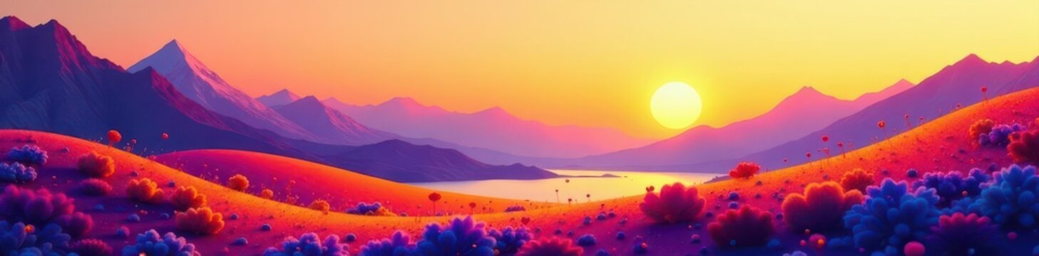 Vibrant abstract shapes, geometric patterns in landscape format , vector, illustration