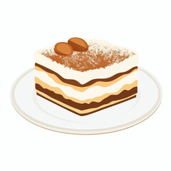 Very Simple flat 2D icon chocolate tiramisu isolated on a white background, vector, flat design, animation design, simple flat 2D icon, minimalist design, clipart