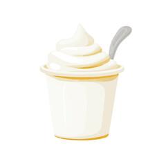 Very Simple flat 2D icon yogurt isolated on a white background, vector, flat design, animation design, simple flat 2D icon, minimalist design, clipart	