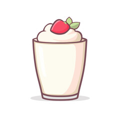 Very Simple flat 2D icon yogurt isolated on a white background, vector, flat design, animation design, simple flat 2D icon, minimalist design, clipart	