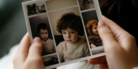 Photo Collage of Children: Sepia and Color Images