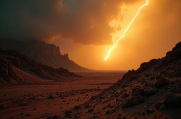 Comet threat looming over Earth with dramatic lightning and stormy skies
