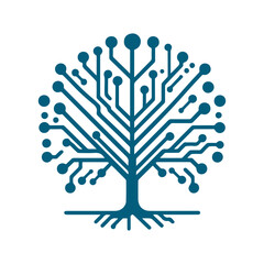 abstract Circuit Board Tree. for education learning and technology business company logo.