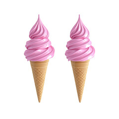 Pink Ice Cream Cones Studio Shot