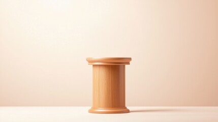 Wooden podium on a neutral background.