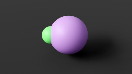 rubidium chloride molecule 3d, molecular structure, ball and stick model, structural chemical formula antidepressants