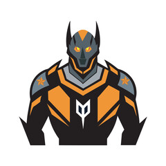 Cybernetic robotic warrior with glowing eyes futuristic sports logo