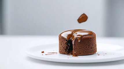  chocolate lava cake being cut open, gooey and rich