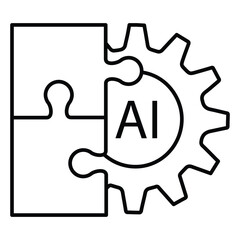 AI Puzzle and Machine Learning Vector Icon Design with Editable Stroke