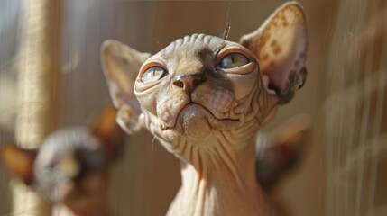 Canadian cats are either hairless or have very thin fur. Their skin has a soft texture and is warm to the touch. Although they appear to be hairless