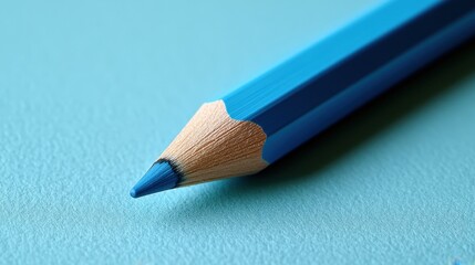 A slender blue pencil rested poised on a smooth turquoise background, its tip poised to capture a fleeting thought on paper.