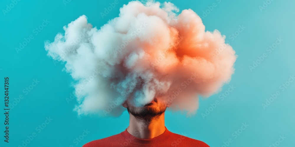 Poster mindful tech fusion surreal digital wellness visualization of mental fog, cognitive transformation a