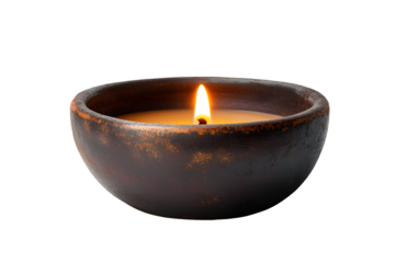 Tea light candle isolated on PNG transparent background.
