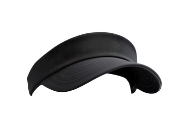 Sleek black visor with a unique texture showcased in a minimalist setting isolated on transparent background