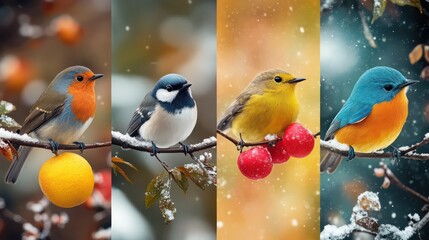 Four season collage from arrow banners