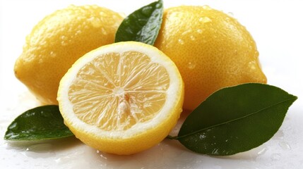 Fresh lemon with half