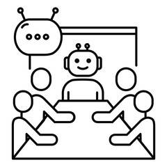 AI-Powered Virtual Meeting Vector Icon design