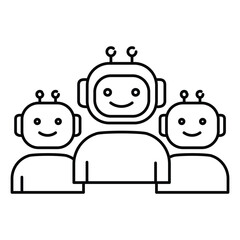 AI Teamwork and Collaboration Vector Icon Design with Editable Stroke