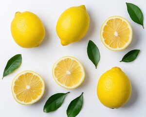 Fototapeta premium Vibrant Clean Eating Aesthetic Fresh Mediterranean Citrus Flatlay for Wellness Branding, Culinary Content Creation and Sustainable Food