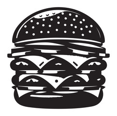 Burger vector illustration, outline, silhouette on white background	