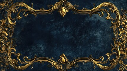 Gold ornate frame, dark background, design template