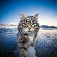 北極で凍える猫 generate by AI