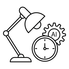 AI Powered Overtime Work Vector Icon design