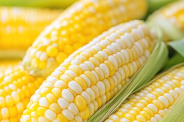 Close-up of fresh yellow corn on the cob with green husks.