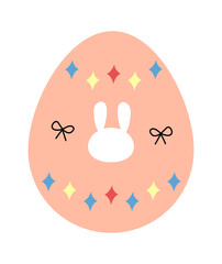 Cute Easter egg with white bunny in the middle vector illustration