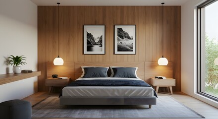 Modern Minimalist Bedroom: Wooden Design and Cozy Interior