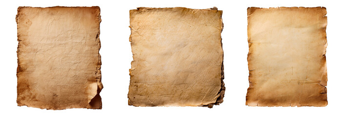 Vintage old paper square. 4k png cutout. transparent background. isolate on white