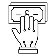Digital Ai Payment Transaction Vector Icon Design with Editable Stroke
