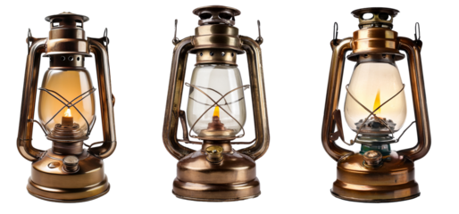 Vintage old oil lamp. 4k png cutout transparent background isolate
