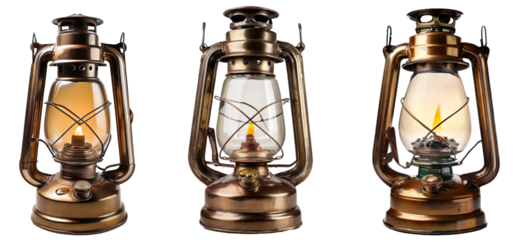 Vintage old oil lamp. 4k png cutout transparent background isolate