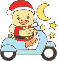 Cute Duck christmas vector icon. Funny baby Duck animal series christmas illustration.